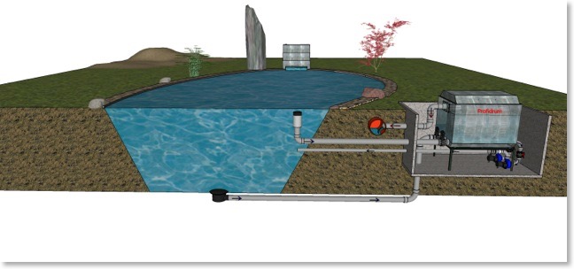 Pond Gravity-fed filtration system