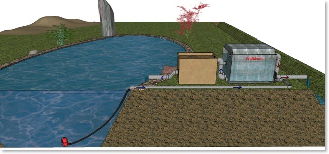 Pond Pump-fed filtration system